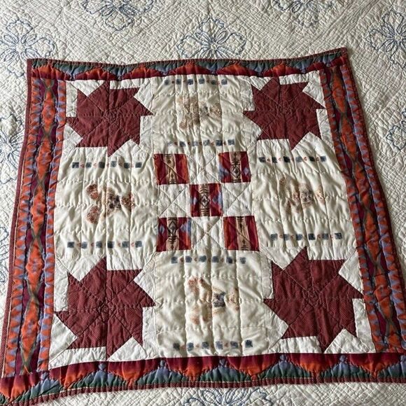 Handmade Hand Stitched Cotton Quilt Western Aztec Baby Blanket Hippie Throw - Picture 1 of 11